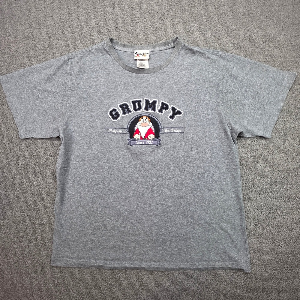 Walt Disney World Grumpy Snow White Embroidered T-Shirt Grey Mens L - Picture 1 of 7
